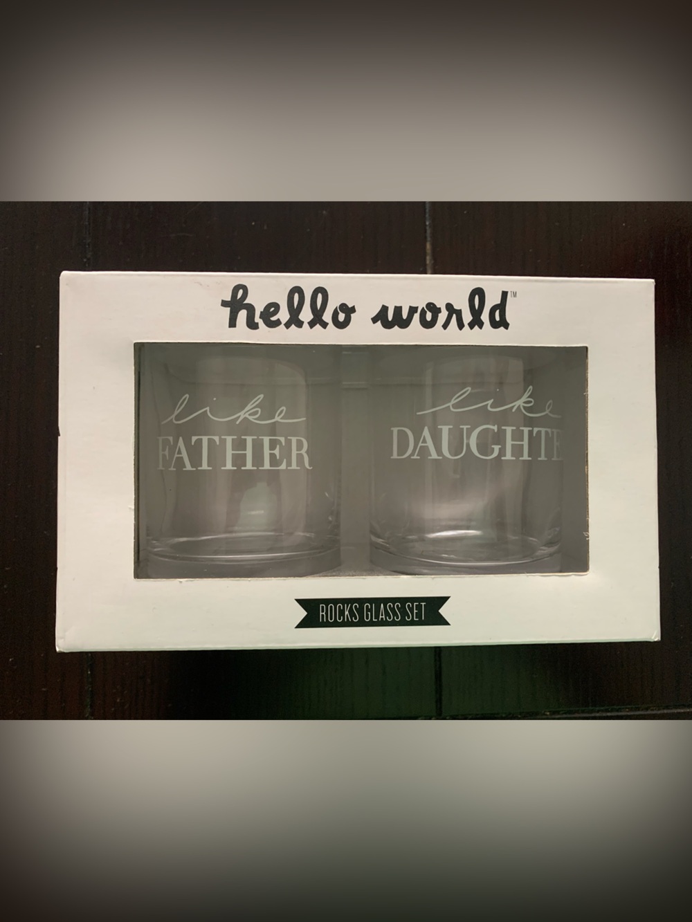 Hello World Like Father Like Daughter Rocks Glass set Father’s Day Gift